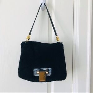 Tory Burch Fun Fur Black Lamb Shearling Hobo/Shoulder Bag (rare!)